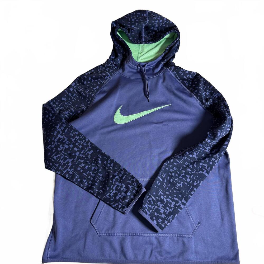 NIKE DRY FIT‎ Women's XL Purple/Geometric Pattern Hoodie Center Green Swish
